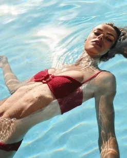 Hunza G: Misty Fabric Covered Hoops Bikini Set - Red