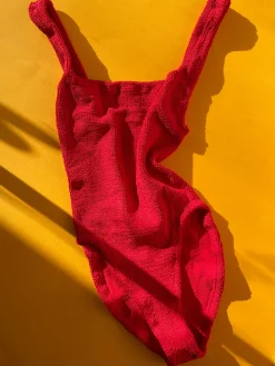 Hunza G: Square Neck One Piece - Red