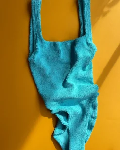Hunza G: Square Neck One Piece - Aqua