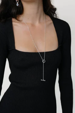 Kara Yoo: Lara Lariat Necklace - Silver