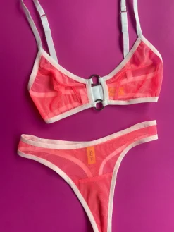 Kayleigh Peddie: Evan Mesh Bra with Rings - Guava