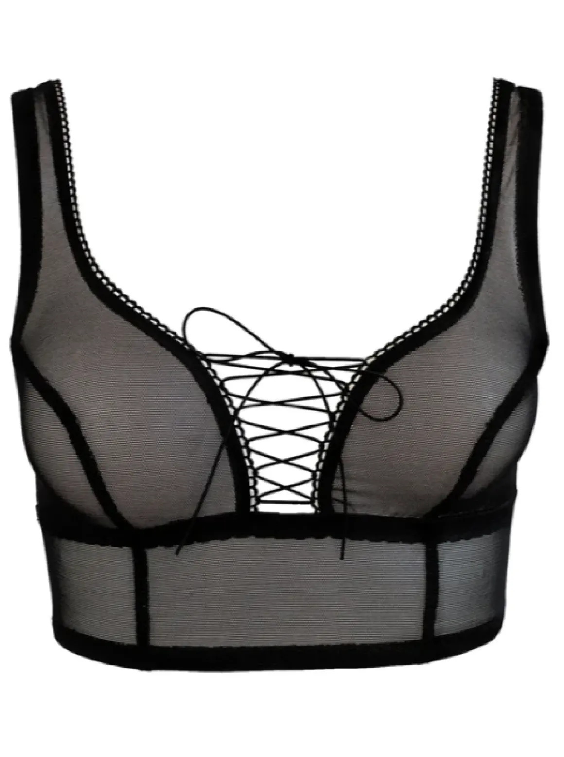 Kayleigh Peddie: Robbi Crop Lace Up Bra - Black