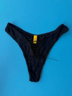 Kayleigh Peddie: Robbi Lace Up Thong - Micro Black