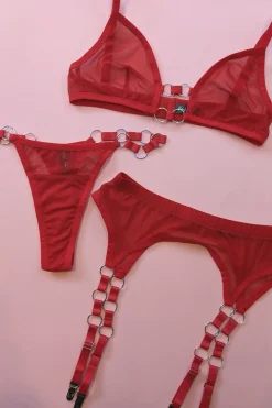 Kayleigh Peddie: Sandra Mesh Garter Belt with Rings - L, Last One!