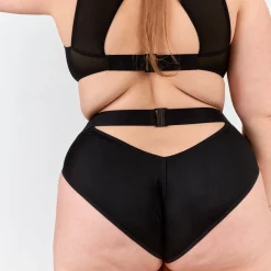 La Fille d'O: Bunny High-Waisted Bikini Bottom - Black