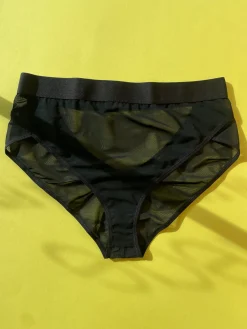 La Fille d'O: I Want High-Waisted Mesh Brief - Black