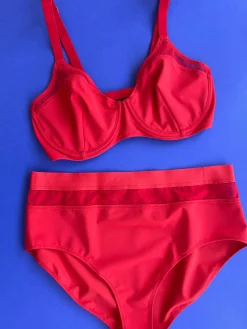 La Fille d'O: Lotus High Waisted Bikini Bottom - Red