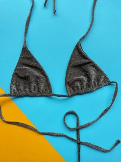 Mikoh: Ischia Minimal Triangle Bikini Top - Lurex Chocolate