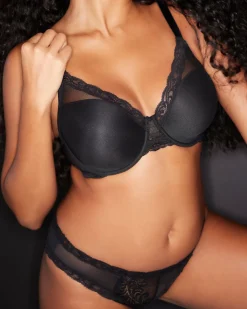 Natori: Feathers Contour Plunge Padded T-Shirt Bra - Black