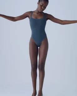 Nu Swim: Pistachio Scoop Back One Piece - Smoke