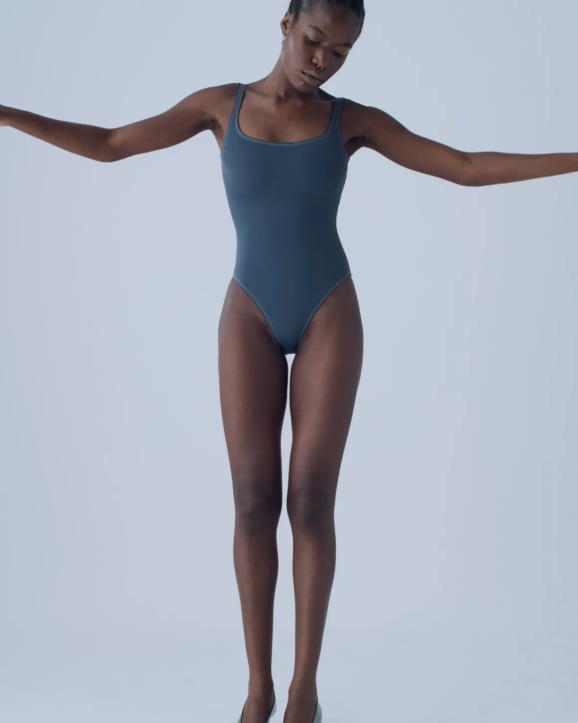 Nu Swim: Pistachio Scoop Back One Piece - Smoke