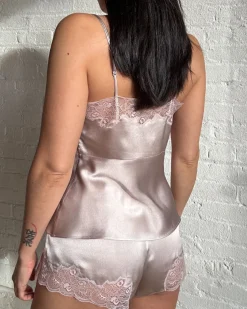 Only Hearts: Silk Charmeuse Tap Shorts - Rosewater