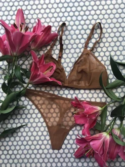 Ownbrown: Plunge V Wire Mesh Bra - Bintu