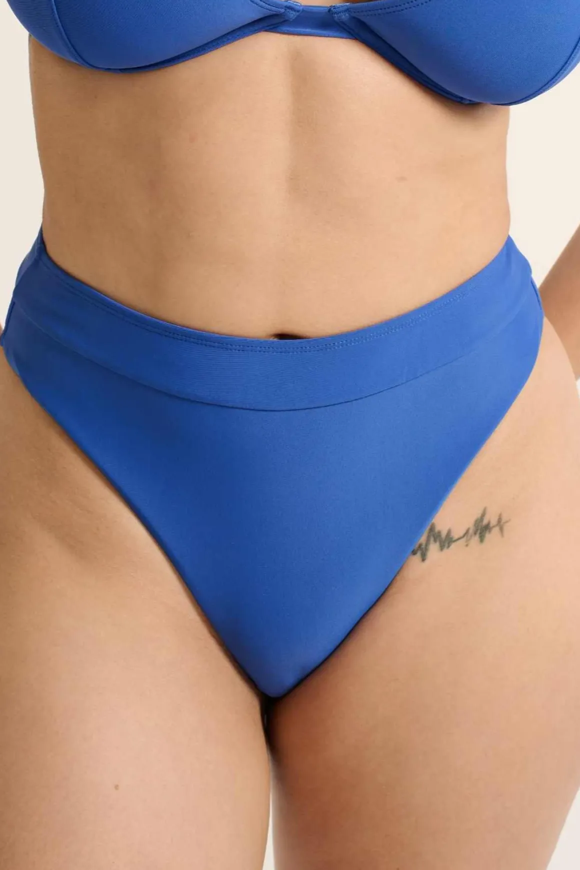 RAQ: High Leg Bikini Brief Bottom - Cobalt
