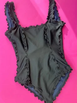 Sherris: Ruffle Corset One Piece - Black