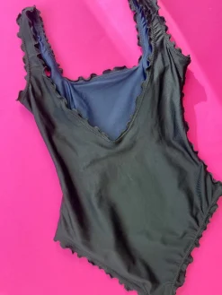 Sherris: Ruffle Corset One Piece - Black