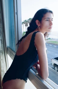 Sherris: Ruffle Corset One Piece - Black