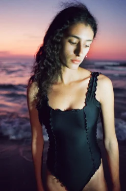 Sherris: Ruffle Corset One Piece - Brown