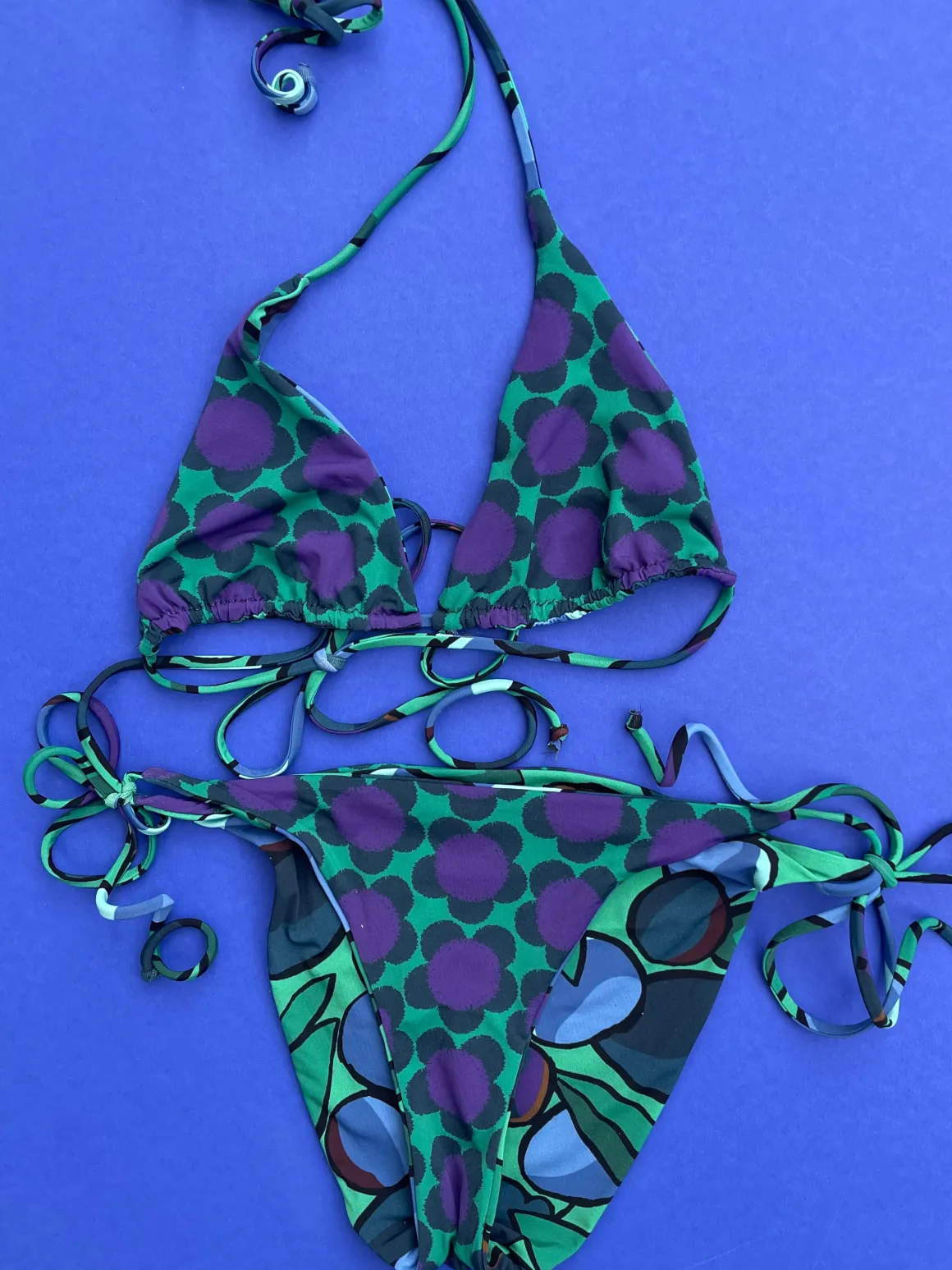 Siyu: Limona Reversible Triangle Bikini Top - Purple Multi