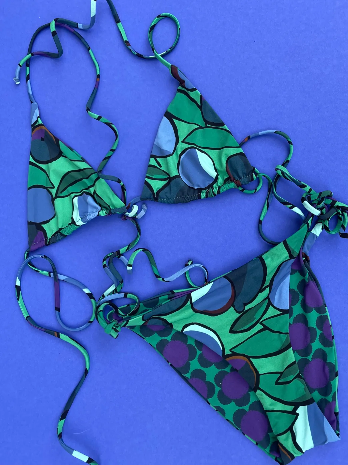 Siyu: Limona Reversible Triangle Bikini Top - Purple Multi