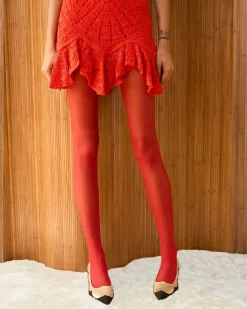 Stems: Avery Sheer Tights - Red