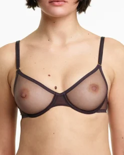 Yasmine Eslami: Jeanne Mesh Underwire Bra - Espresso