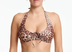 Yasmine Eslami: Lena Halter Bikini Top - Leopard