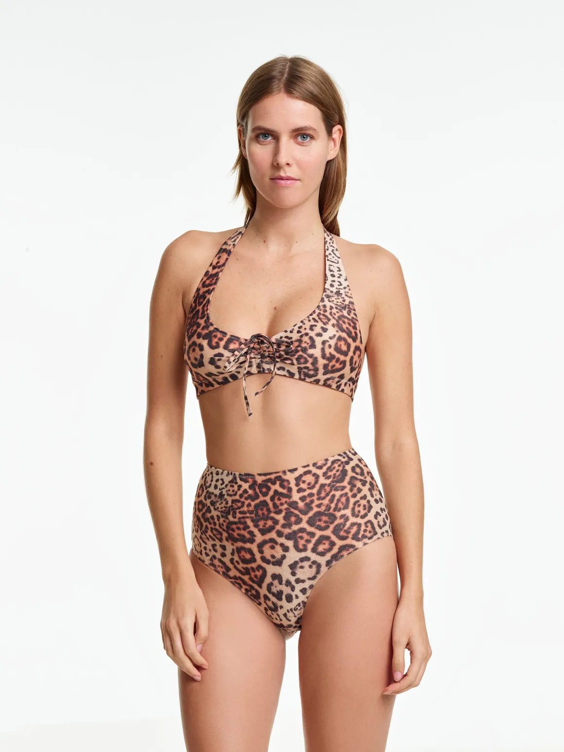 Yasmine Eslami: Lena Halter Bikini Top - Leopard