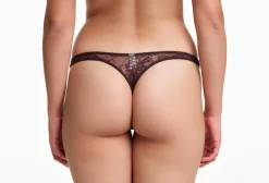 Yasmine Eslami: Louise Flower Lace Thong - Ristretto