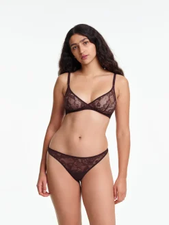 Yasmine Eslami: Louise Flower Lace Thong - Ristretto