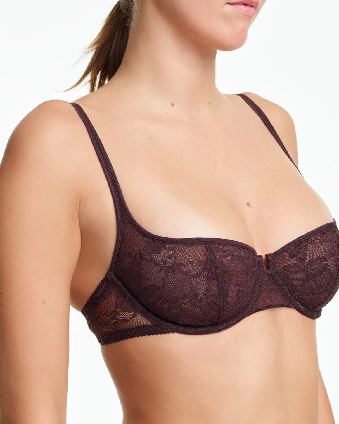 Yasmine Eslami: Louise Lace Balcony Bra - Ristretto