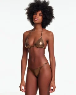 Yasmine Eslami: Mica Triangle Bikini Top - Copper