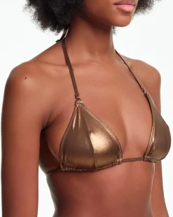 Yasmine Eslami: Mica Triangle Bikini Top - Copper