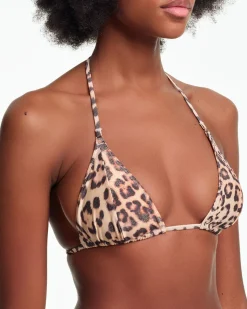 Yasmine Eslami: Mica Triangle Bikini Top - Leopard