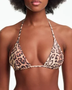 Yasmine Eslami: Mica Triangle Bikini Top - Leopard