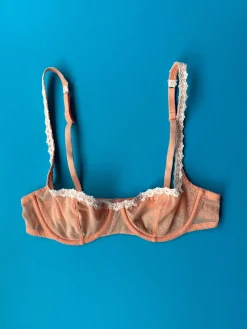 Yasmine Eslami: Tamara Flower Mesh Lace Balcony Bra - Orange Blossom