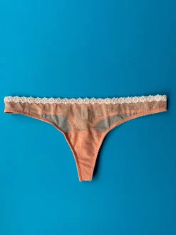 Yasmine Eslami: Tamara Flower Mesh Lace Thong - Orange Blossom