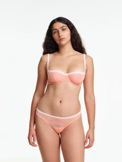 Yasmine Eslami: Tamara Flower Mesh Lace Thong - Orange Blossom